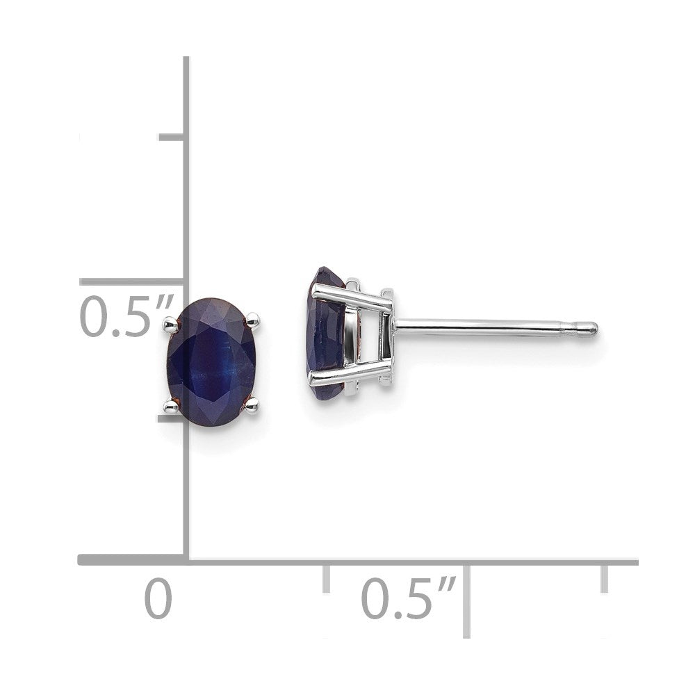 14k White Gold 6x4 Oval September/Sapphire Post Earrings