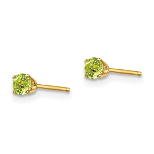 14k 3mm Round August/Peridot Post Earrings