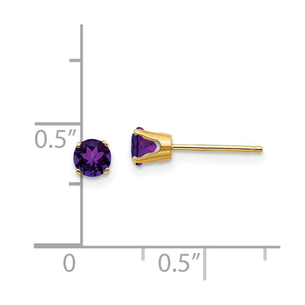14k 4mm Round February/Amethyst Post Earrings