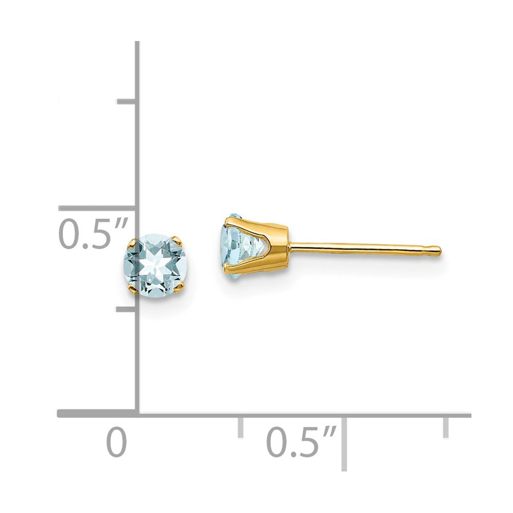 14k 4mm Round March/Aquamarine Post Earrings