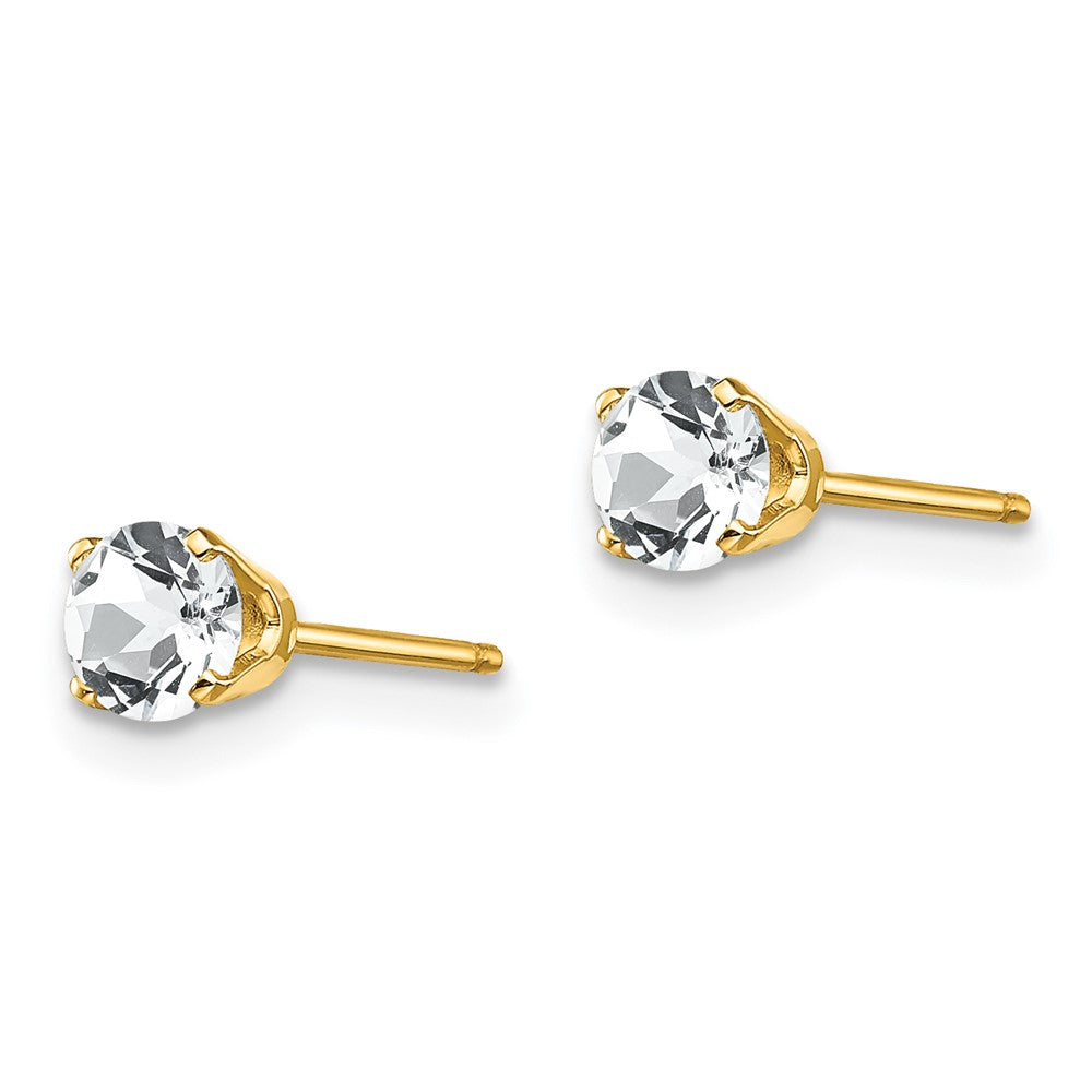14k 4mm Round April/White Topaz Post Earrings