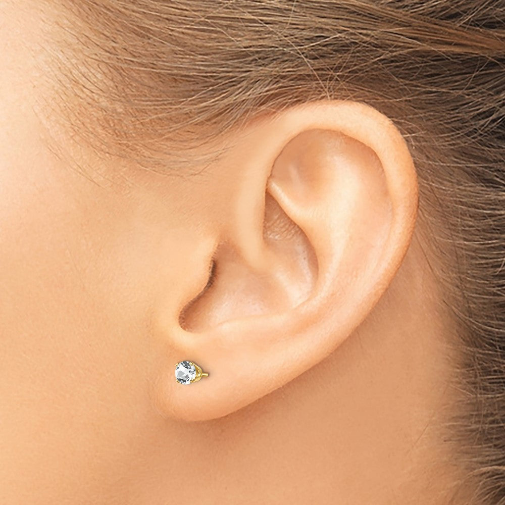 14k 4mm Round April/White Topaz Post Earrings