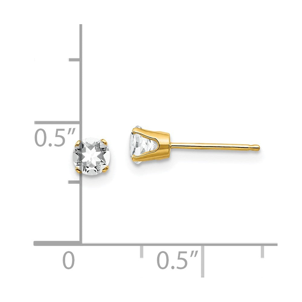 14k 4mm Round April/White Topaz Post Earrings