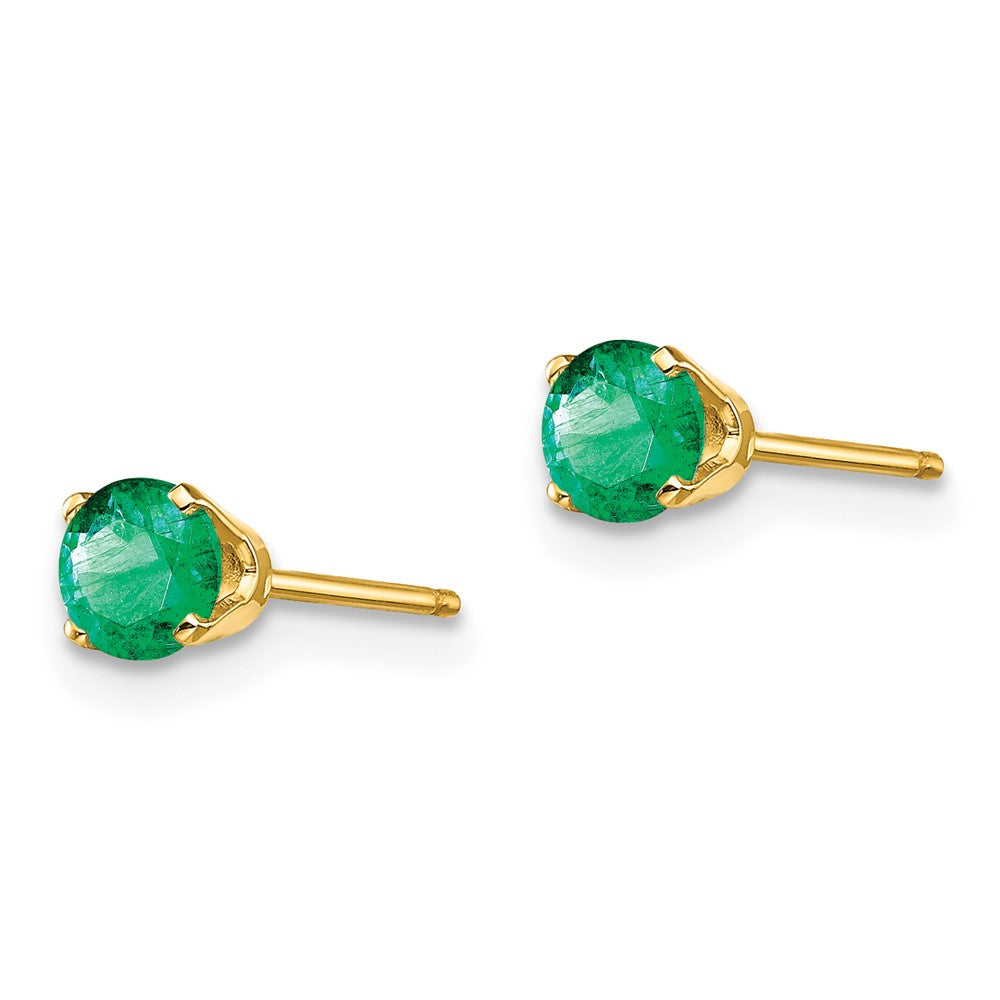 14k 4mm Round May/Emerald Post Earrings