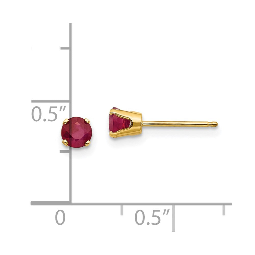 14k 4mm Round July/Ruby Post Earrings