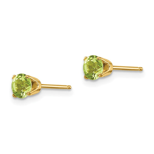 14k 4mm Round August/Peridot Post Earrings