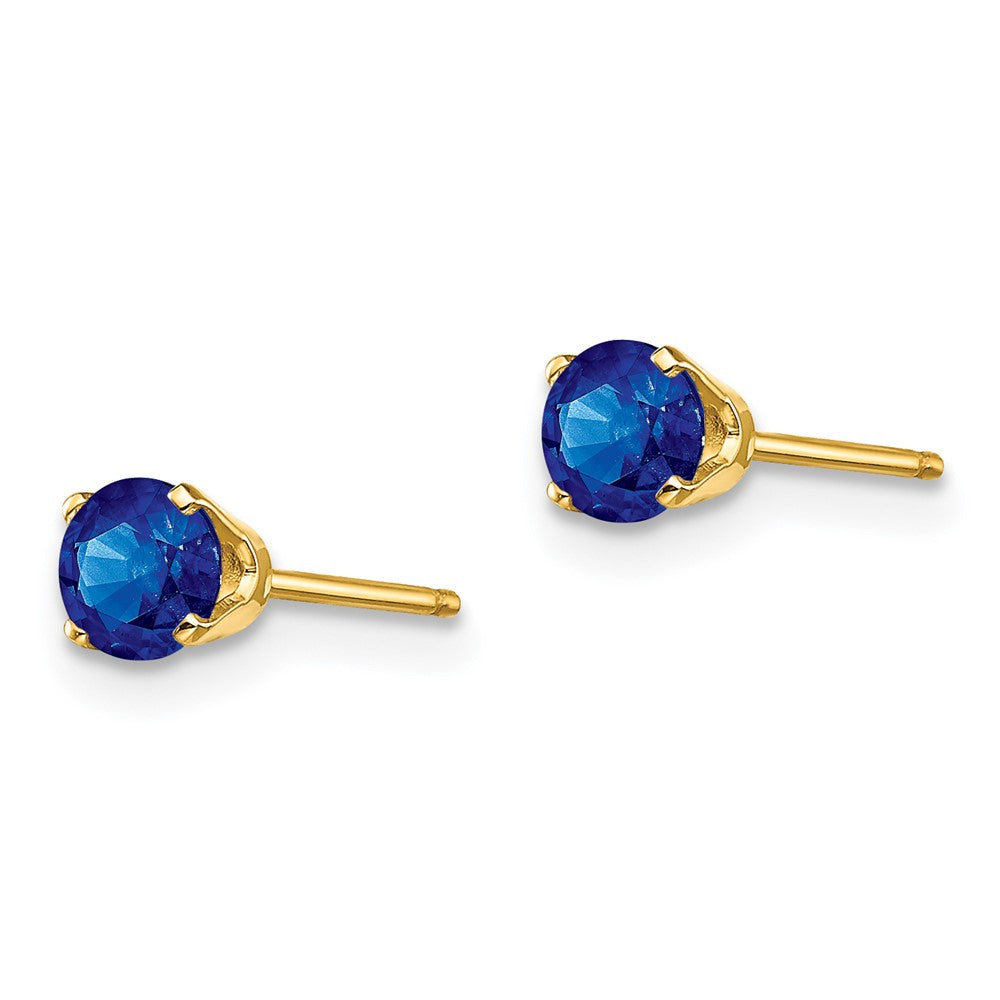 14k 4mm Round September/Sapphire Post Earrings