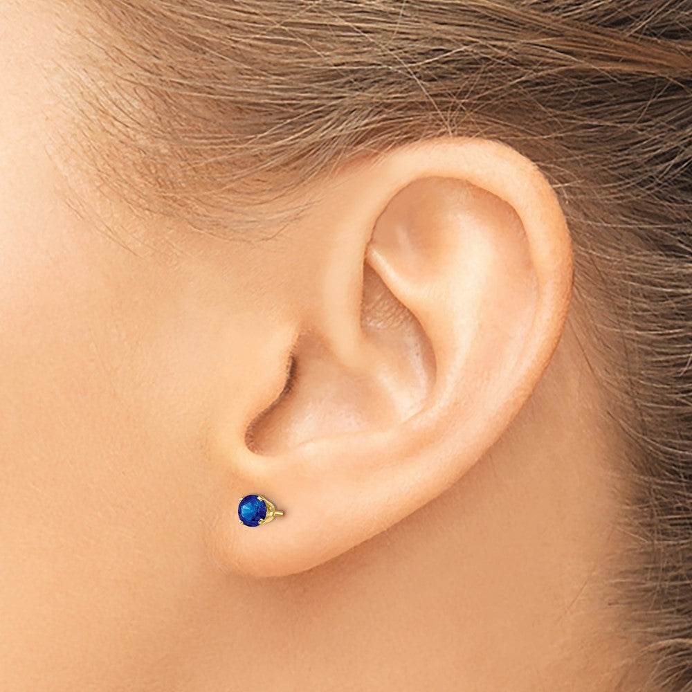14k 4mm Round September/Sapphire Post Earrings