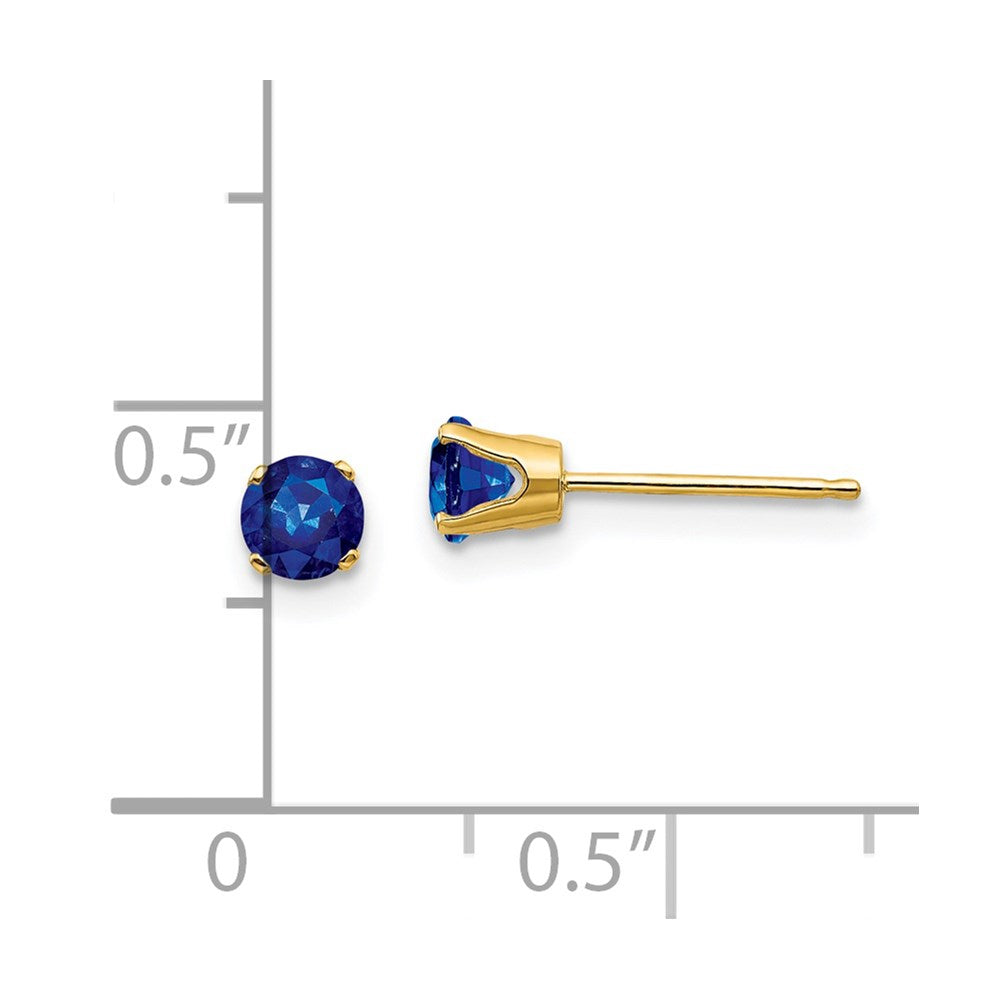 14k 4mm Round September/Sapphire Post Earrings