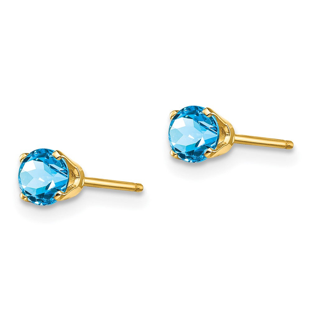 14k 4mm Round December/Blue Topaz Post Earrings