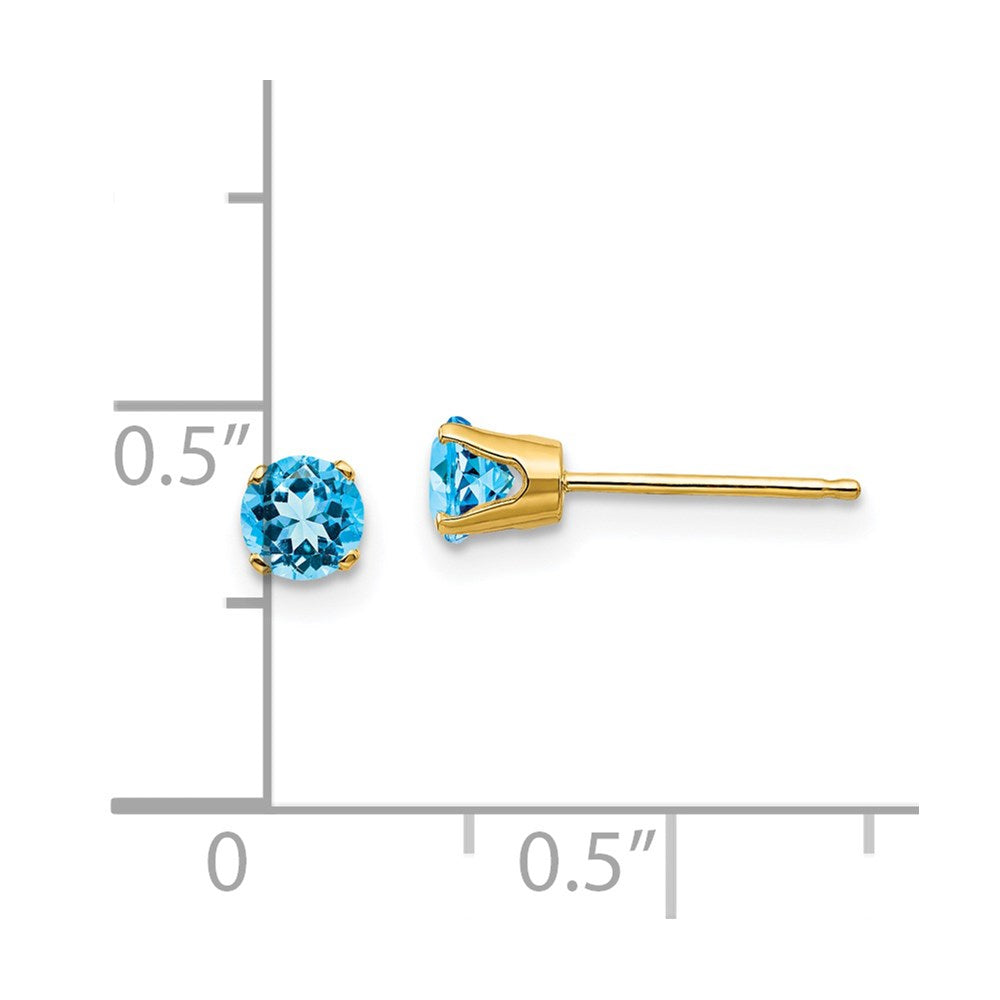 14k 4mm Round December/Blue Topaz Post Earrings