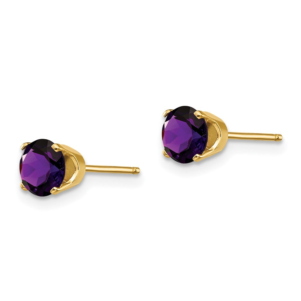 14k 5mm Round Amethyst Earrings - February
