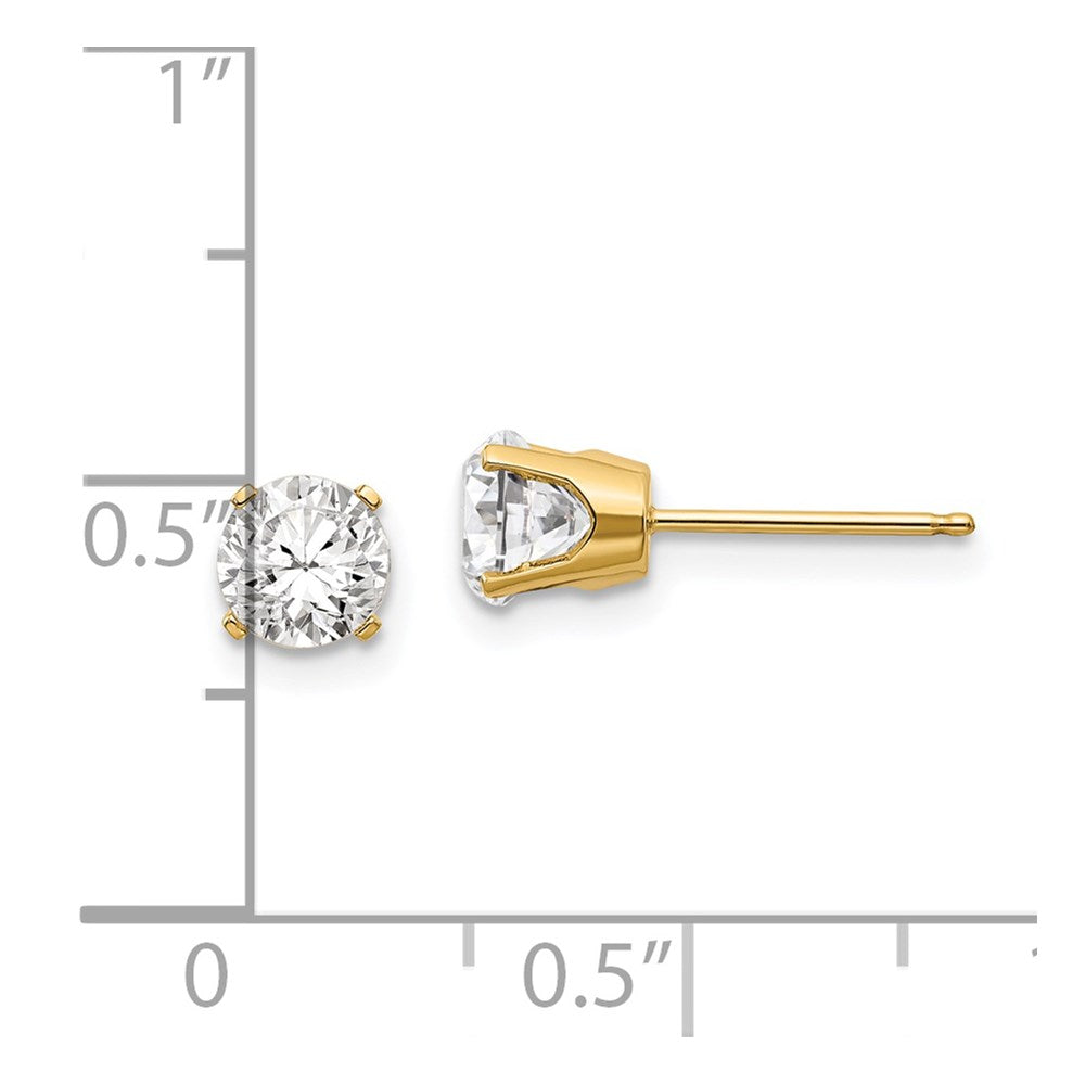 14k 5mm Round White Topaz Earrings - April