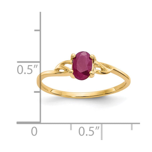 14k 6x4 Oval Ruby Birthstone Ring