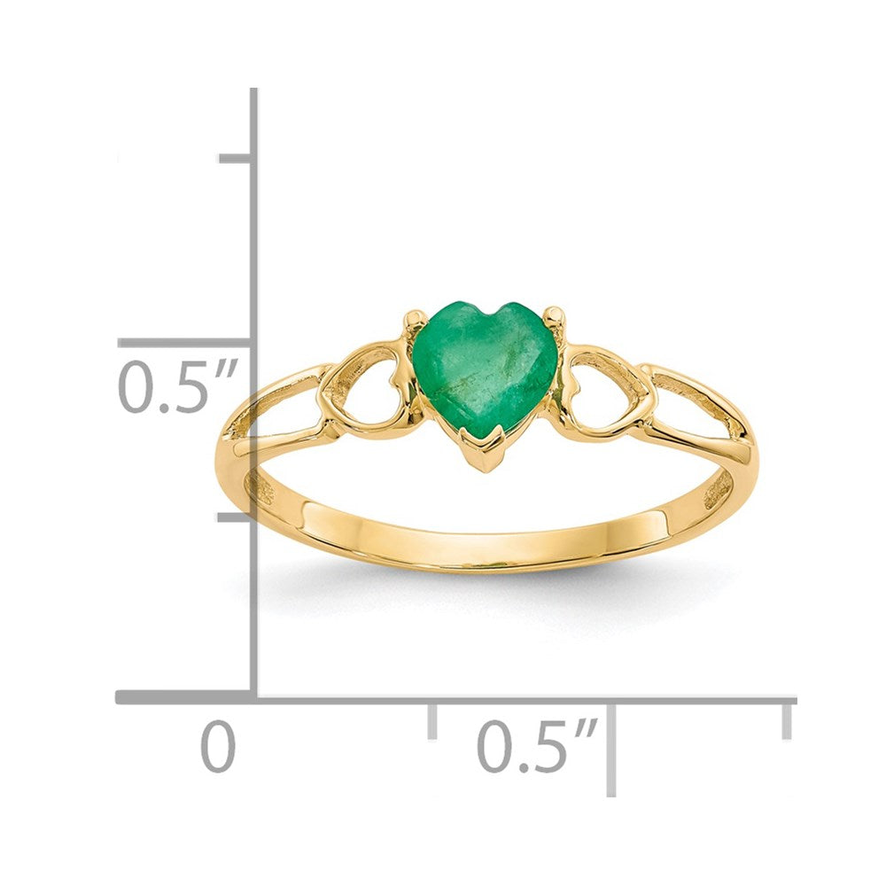 14k 5mm Heart Emerald Birthstone Ring