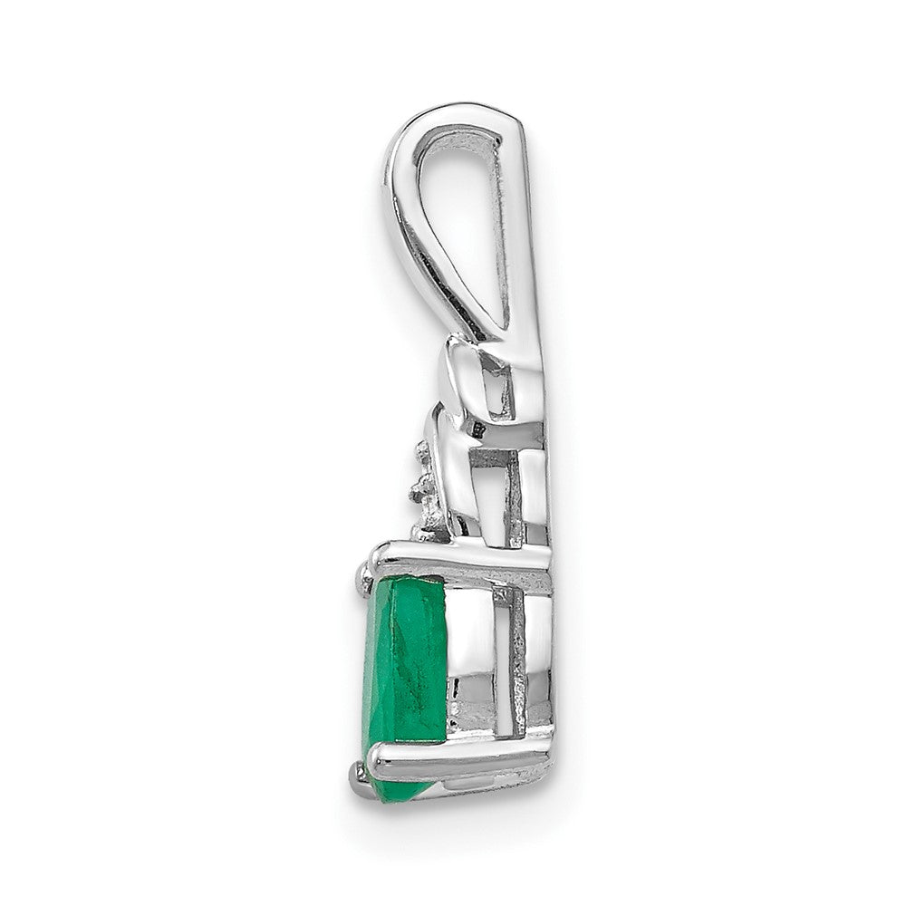 14k White Gold 6x4 Oval May/Emerald and Diamond Pendant