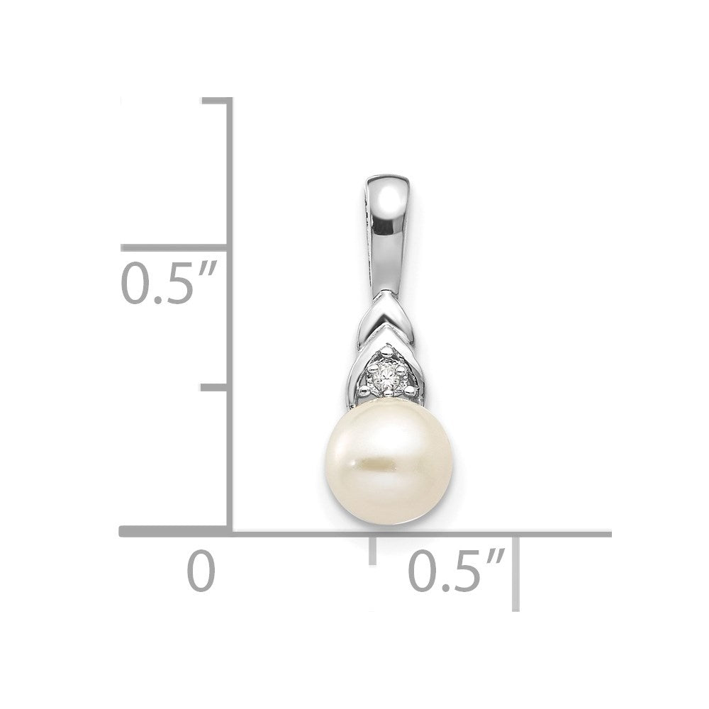 14k White Gold 6mm June/Freshwater Cultured Pearl and Diamond Pendant