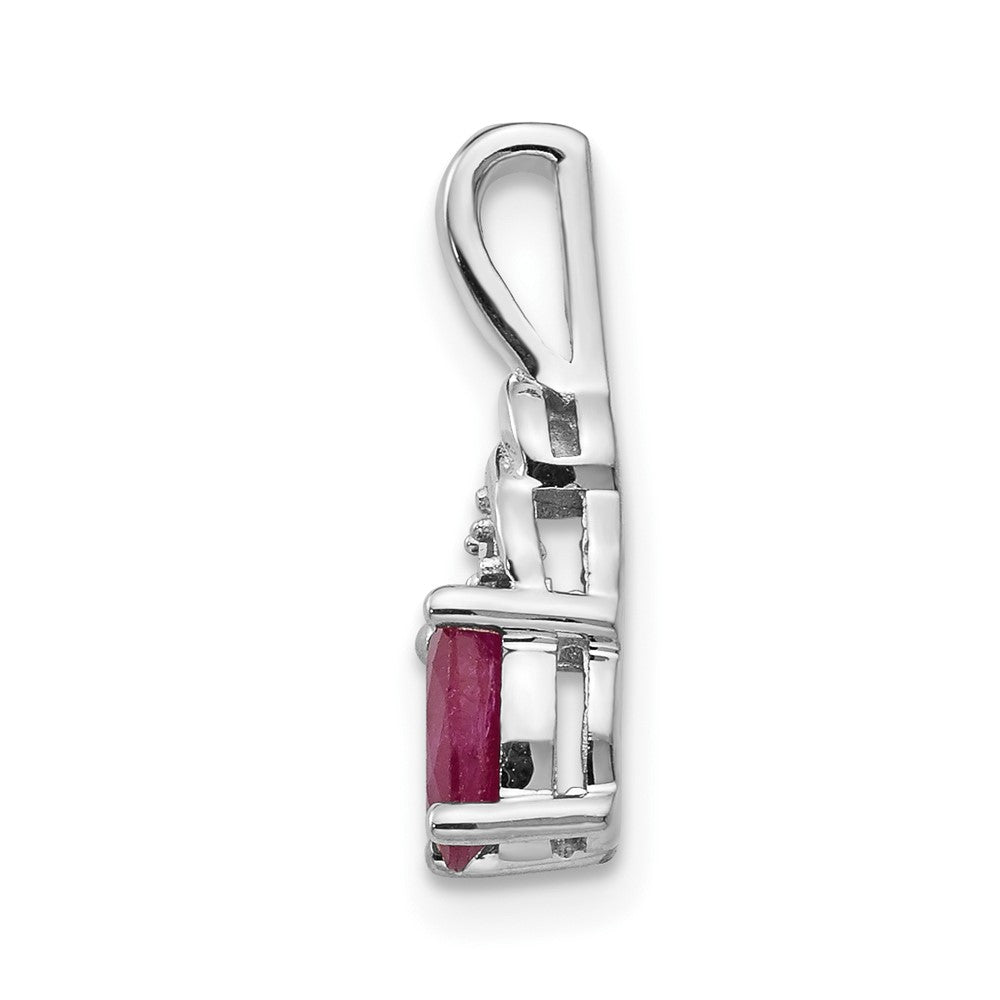 14k White Gold 6x4 Oval July/Ruby and Diamond Pendant