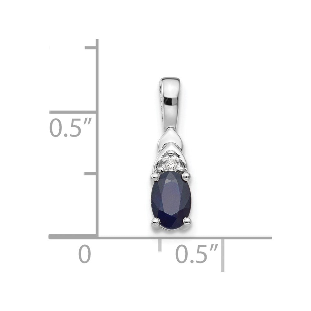 14k White Gold 6x4 Oval September/Sapphire and Diamond Pendant