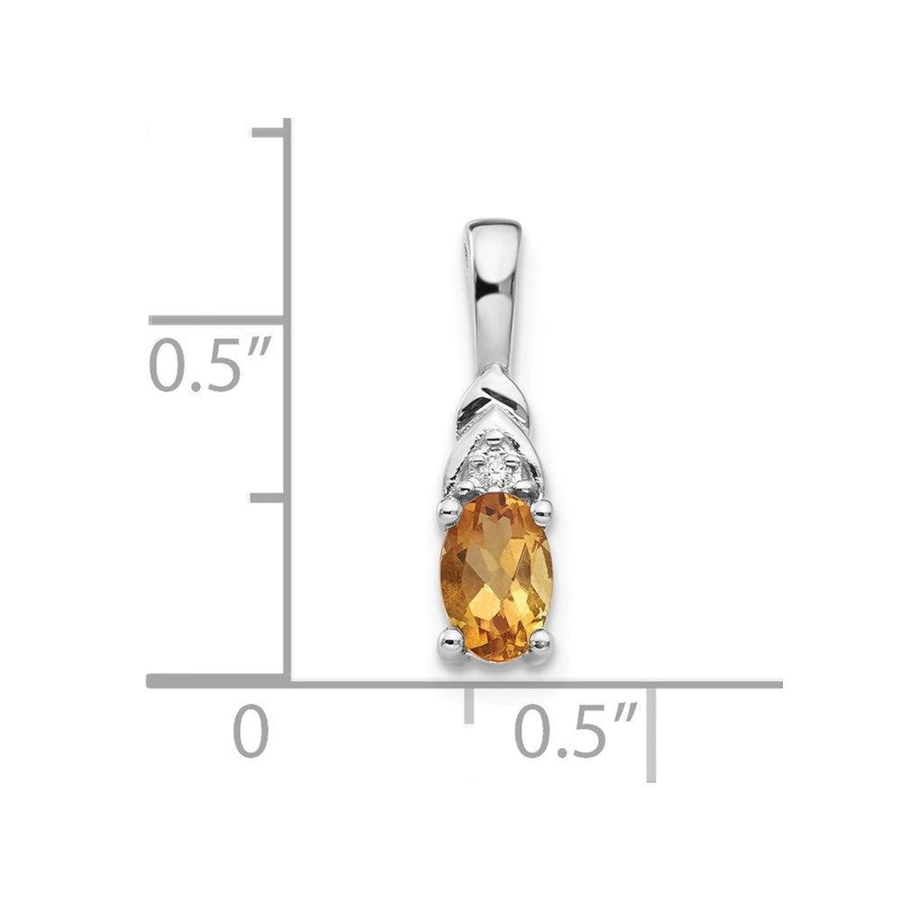 14k White Gold 6x4 Oval November/Citrine and Diamond Pendant