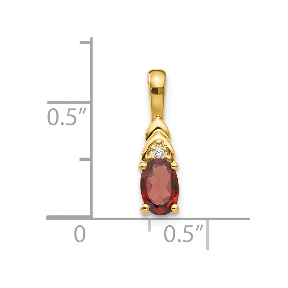 14k 6x4 Oval January/Garnet and Diamond Pendant