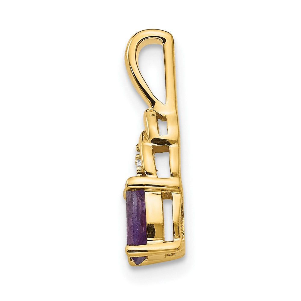 14k 6x4 Oval February/Amethyst and Diamond Pendant