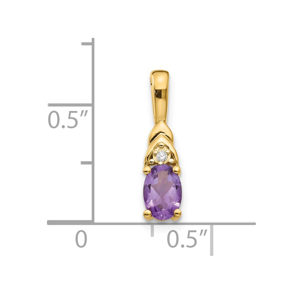 14k 6x4 Oval February/Amethyst and Diamond Pendant