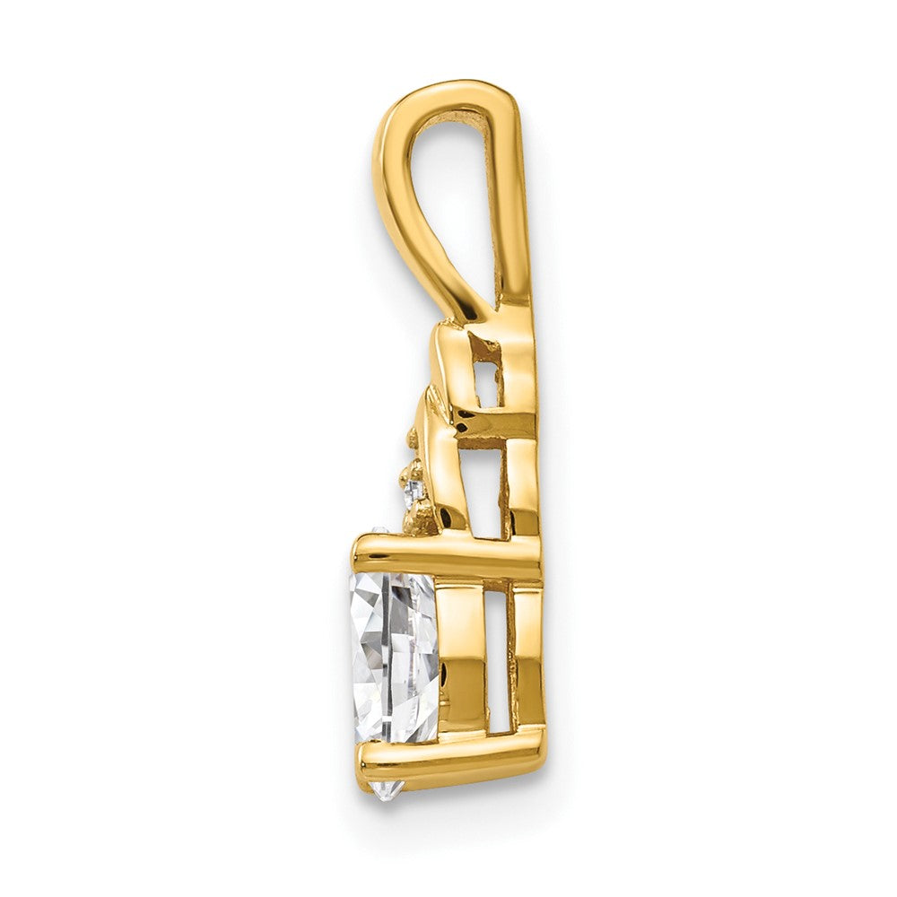 14k 6x4 Oval April/White Topaz and Diamond Pendant