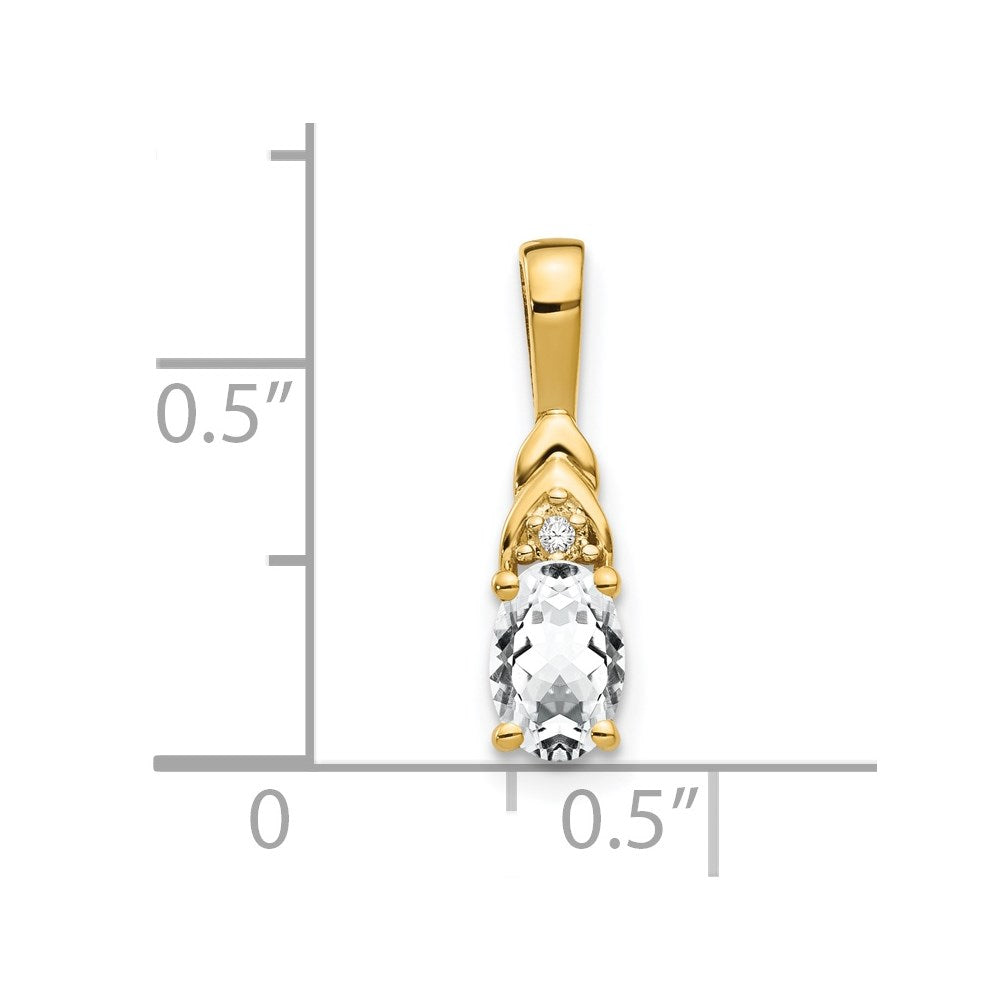 14k 6x4 Oval April/White Topaz and Diamond Pendant
