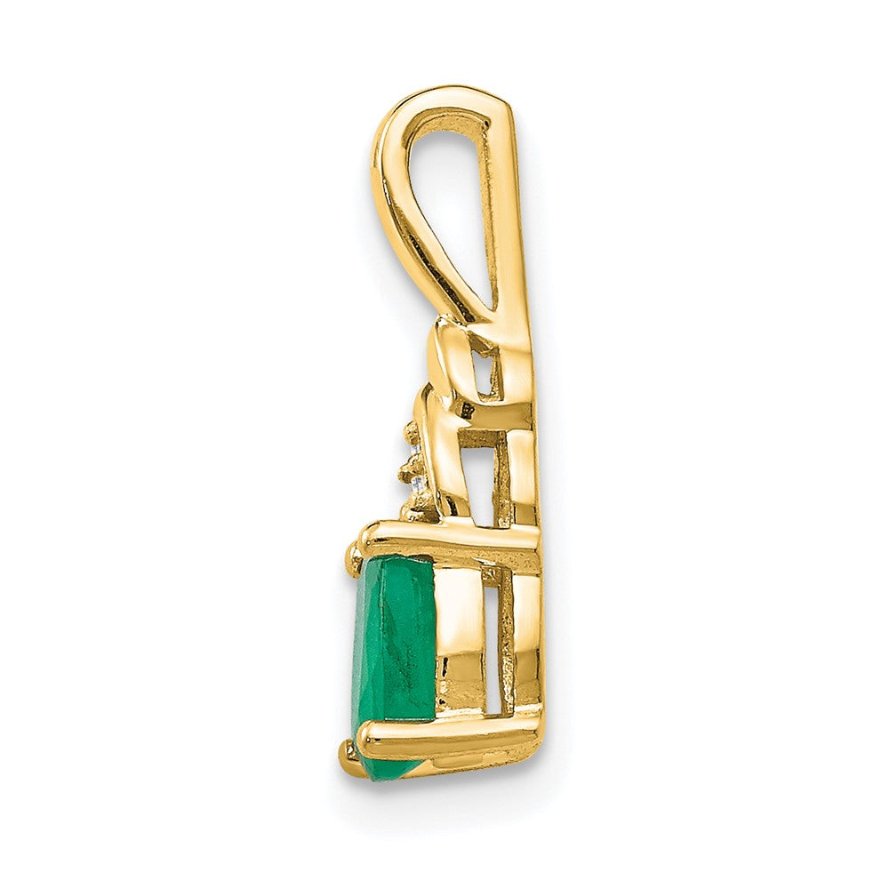 14k 6x4 Oval May/Emerald and Diamond Pendant