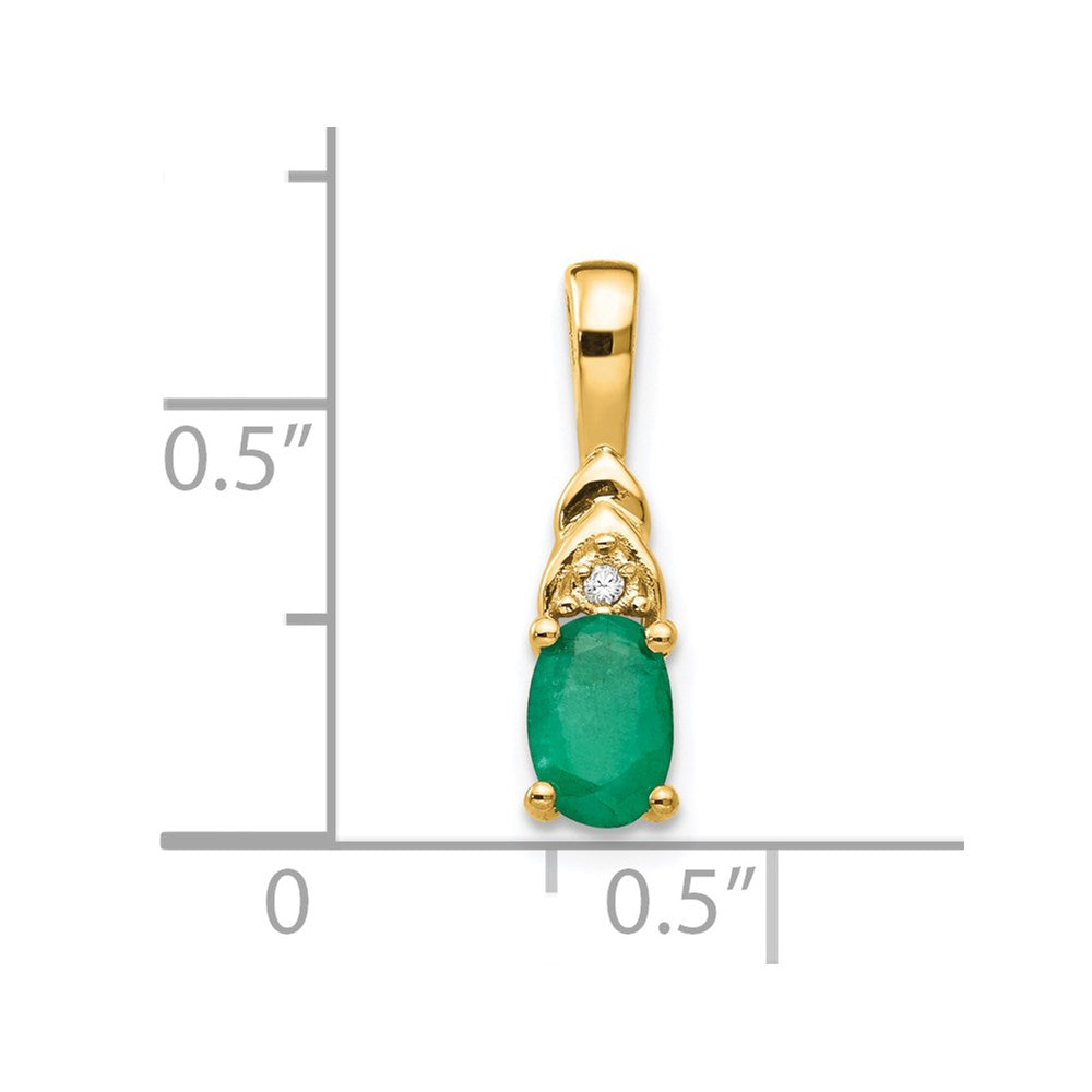 14k 6x4 Oval May/Emerald and Diamond Pendant