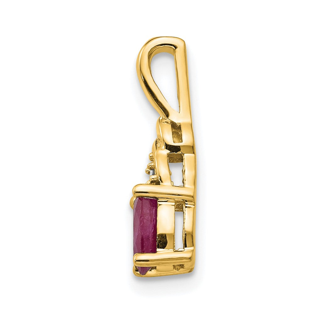 14k 6x4 Oval July/Ruby and Diamond Pendant