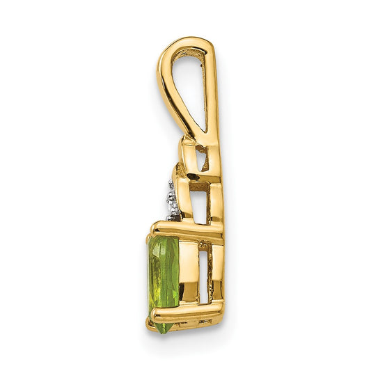 14k 6x4 Oval August/Peridot and Diamond Pendant