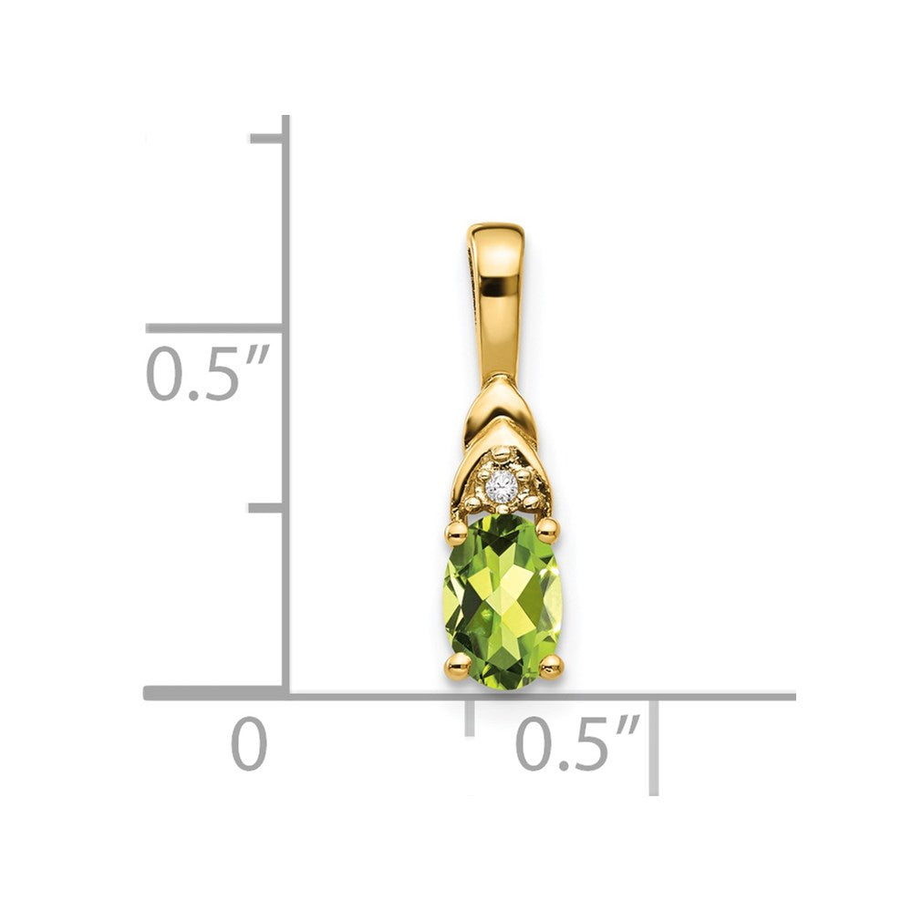 14k 6x4 Oval August/Peridot and Diamond Pendant