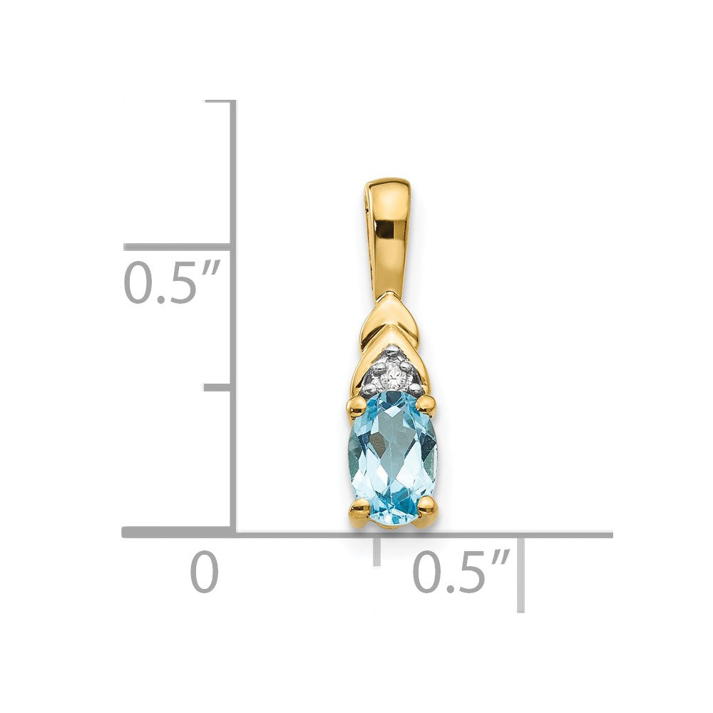 14k 6x4 Oval December/Blue Topaz and Diamond Pendant