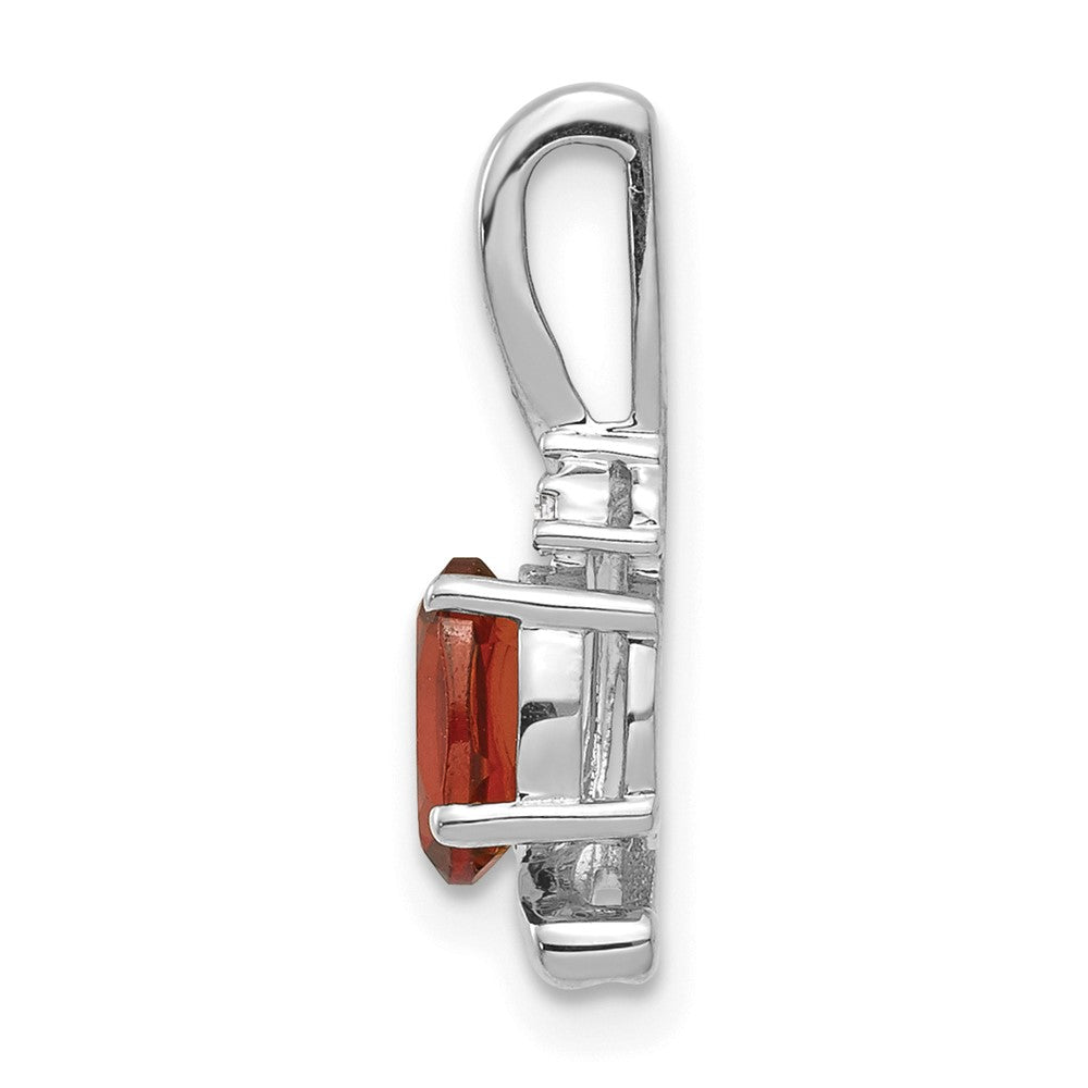 14k White Gold 6x4 Oval January/Garnet and Diamond Pendant