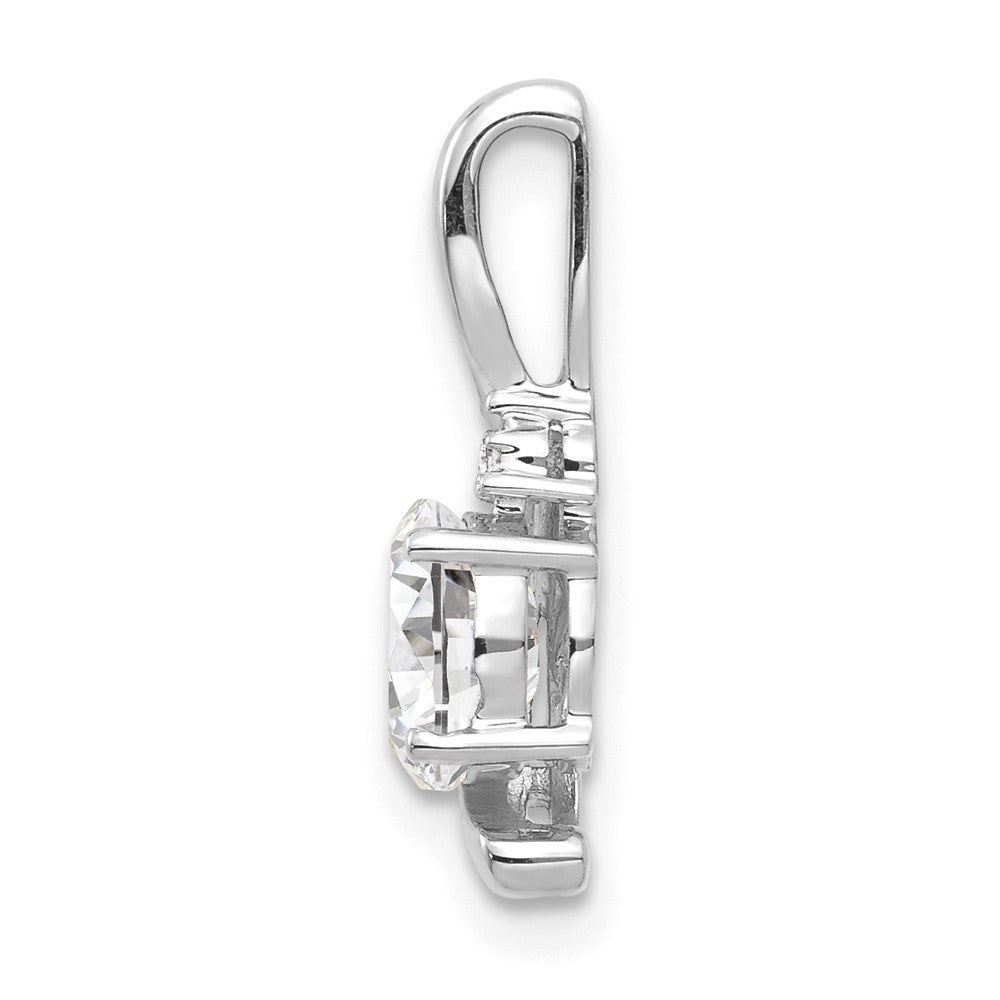 14k White Gold 6x4 Oval April/White Topaz and Diamond Pendant