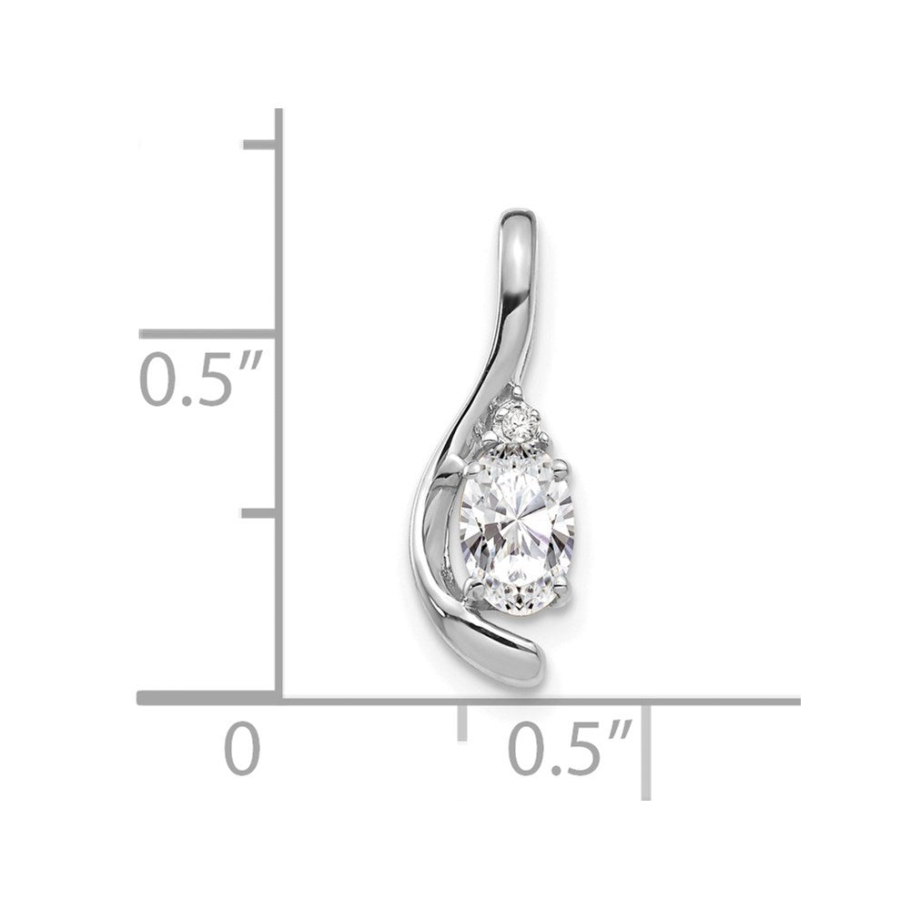 14k White Gold 6x4 Oval April/White Topaz and Diamond Pendant