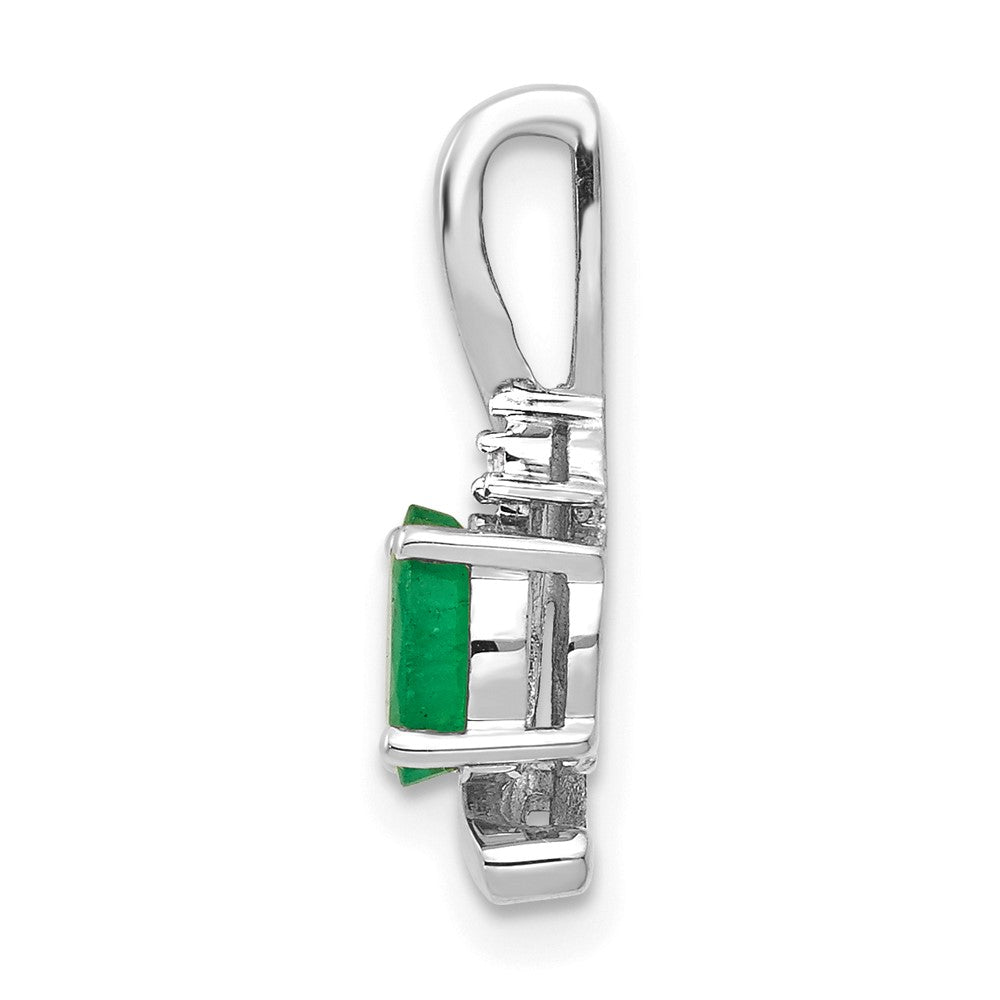 14k White Gold 6x4 Oval May/Emerald and Diamond Pendant