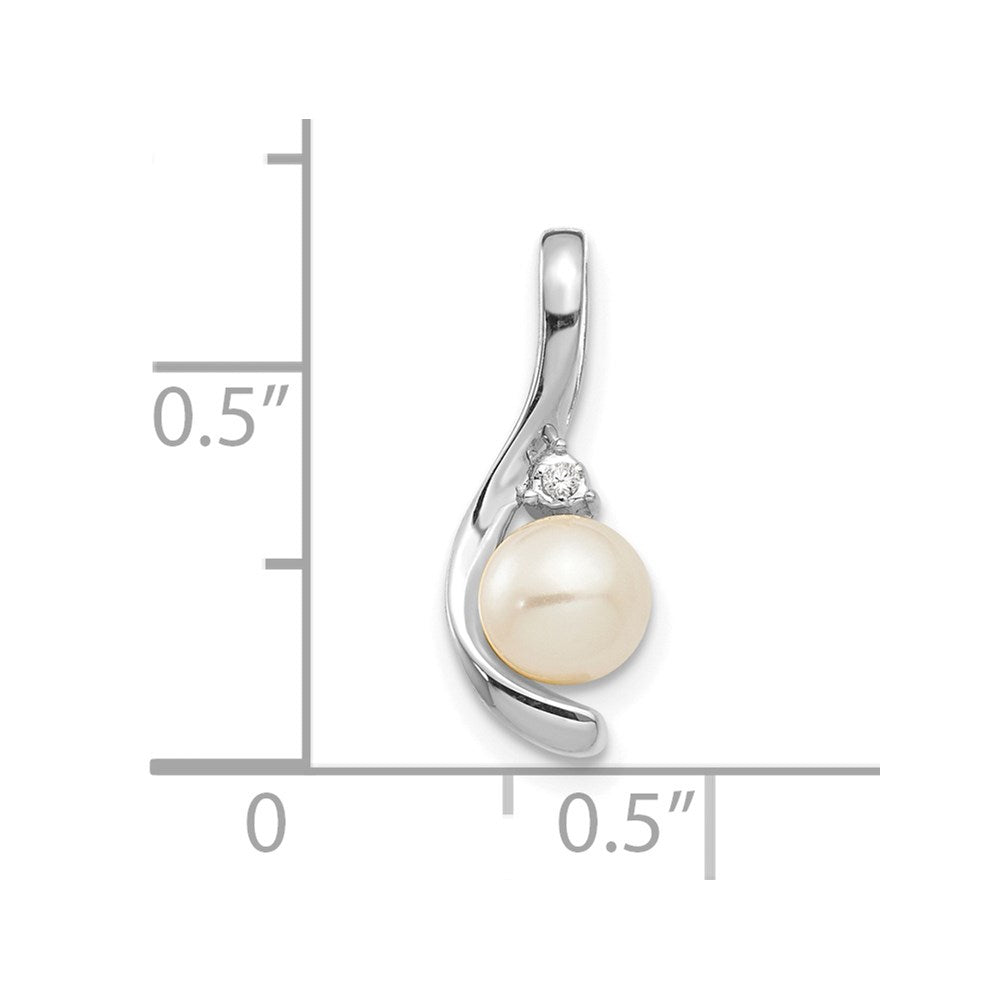 14k White Gold 5.5mm June/Freshwater Cultured Pearl and Diamond Pendant