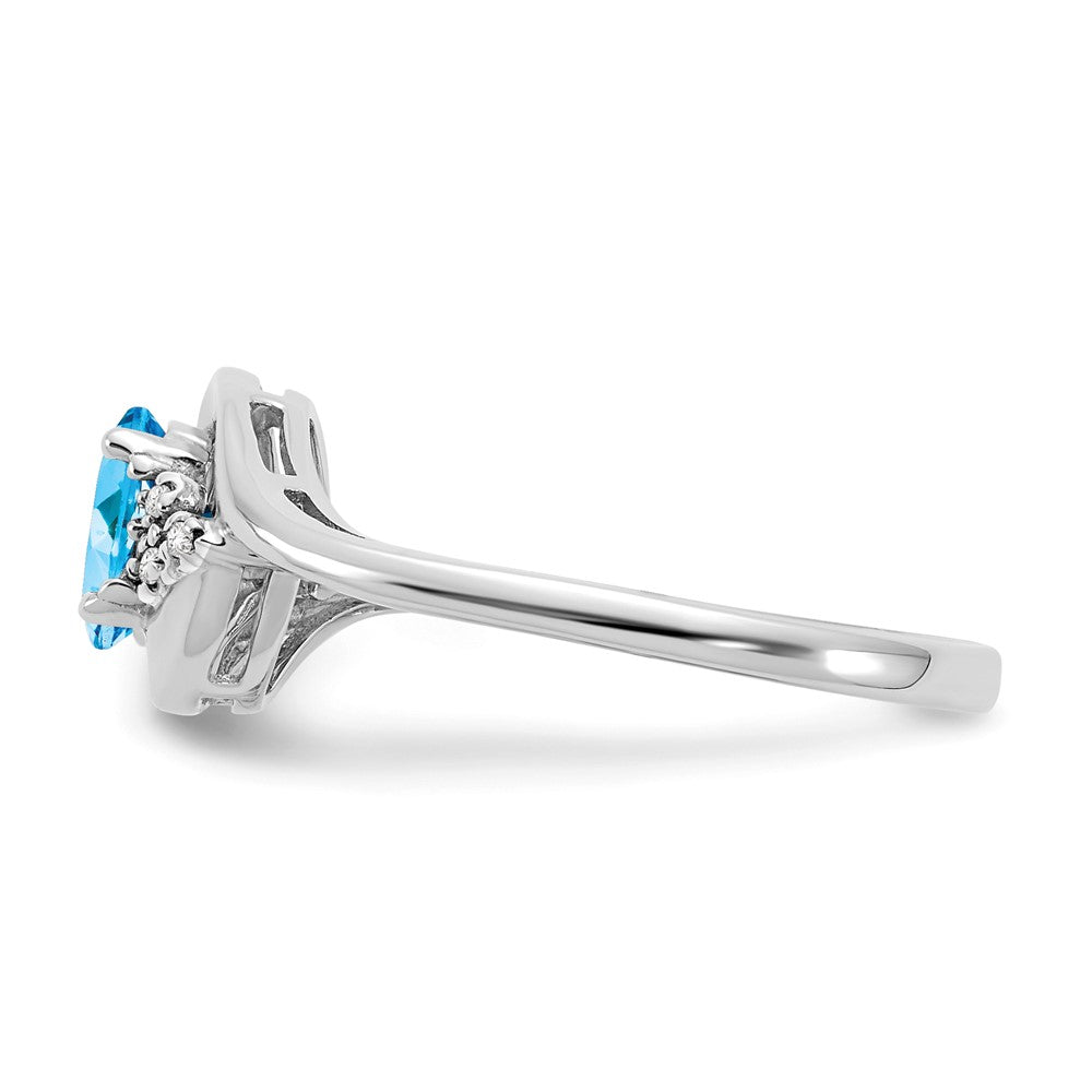 14k White Gold 6x4 Oval December/Blue Topaz and Diamond Ring