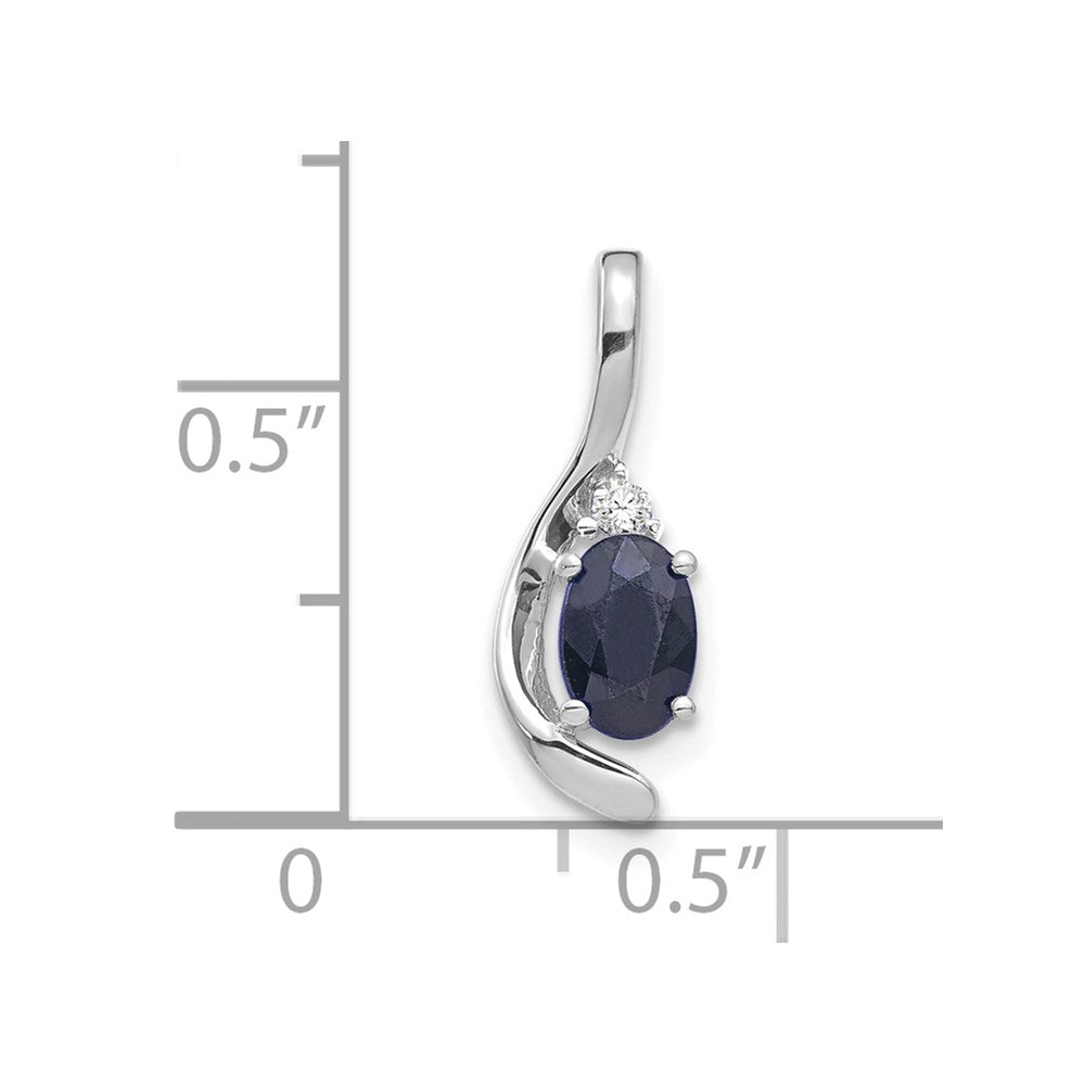 14k White Gold 6x4 Oval September/Sapphire and Diamond Pendant
