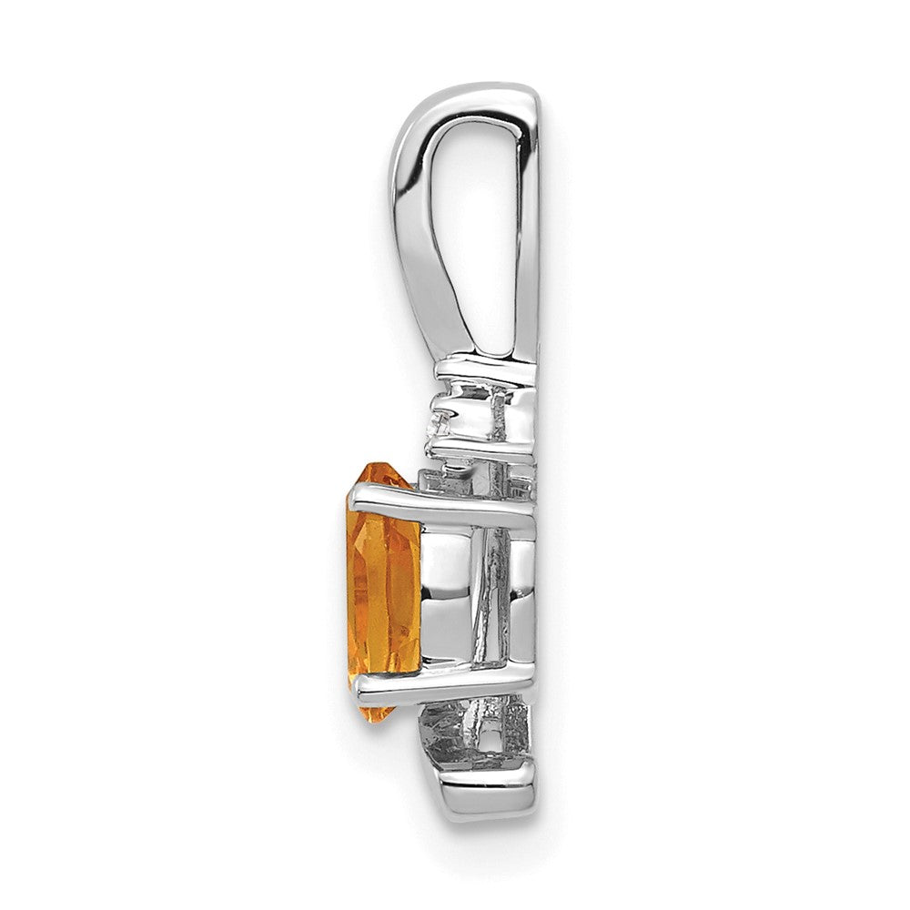 14k White Gold 6x4 Oval November/Citrine and Diamond Pendant