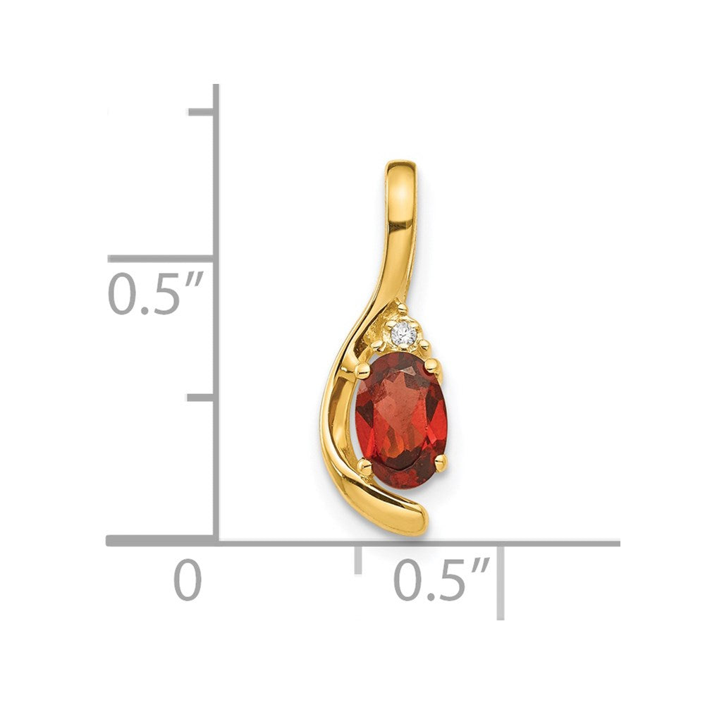 14k 6x4 Oval January/Garnet and Diamond Pendant