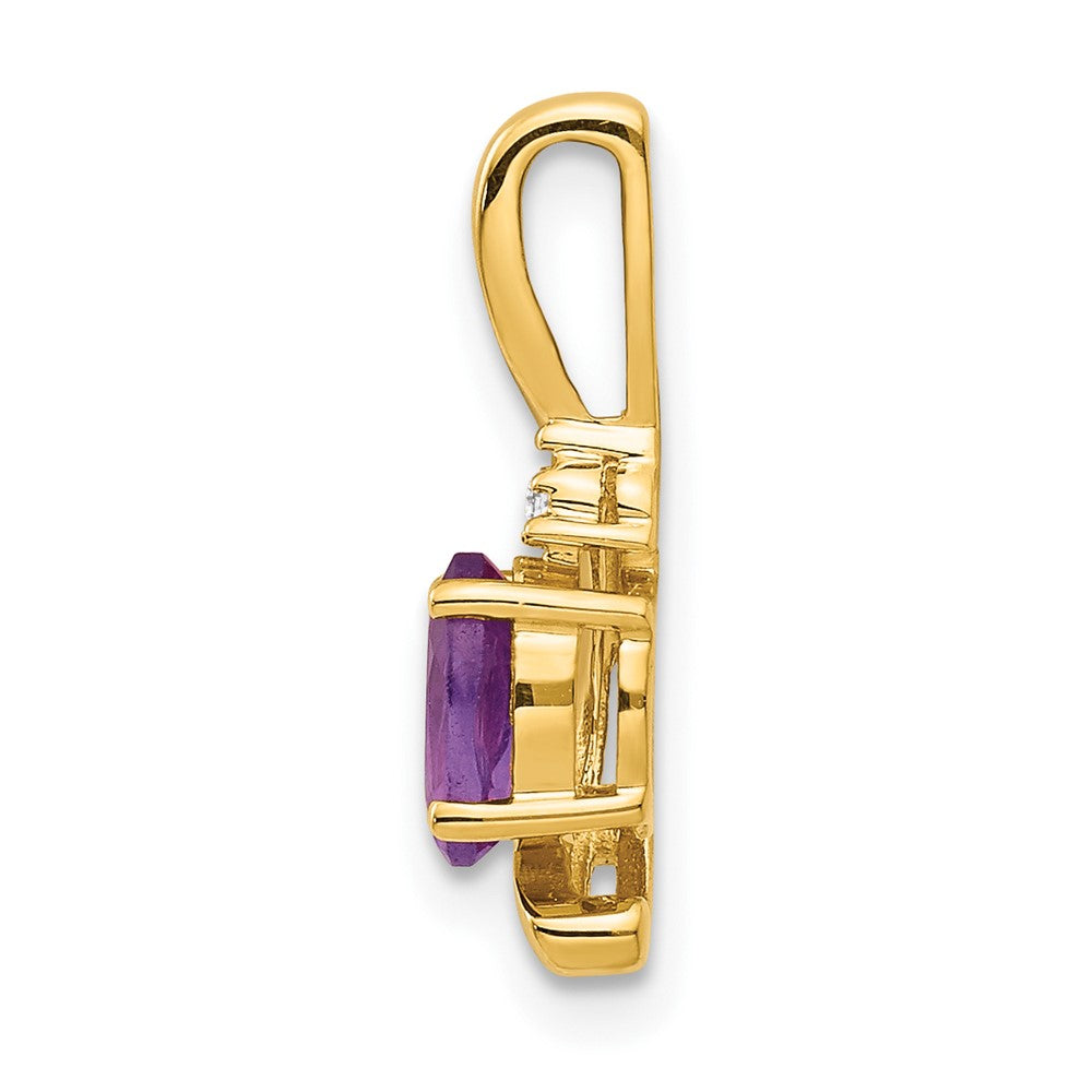 14k 6x4 Oval February/Amethyst and Diamond Pendant