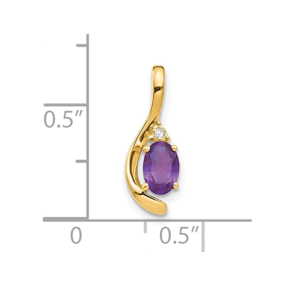 14k 6x4 Oval February/Amethyst and Diamond Pendant