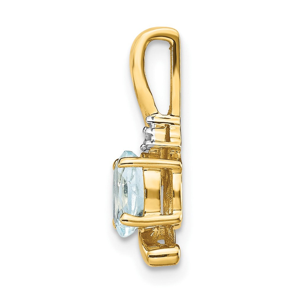 14k 6x4 Oval March/Aquamarine and Diamond Pendant