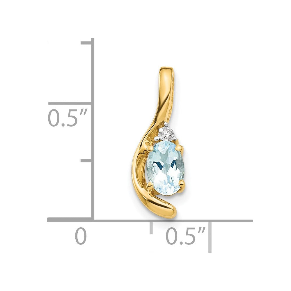 14k 6x4 Oval March/Aquamarine and Diamond Pendant