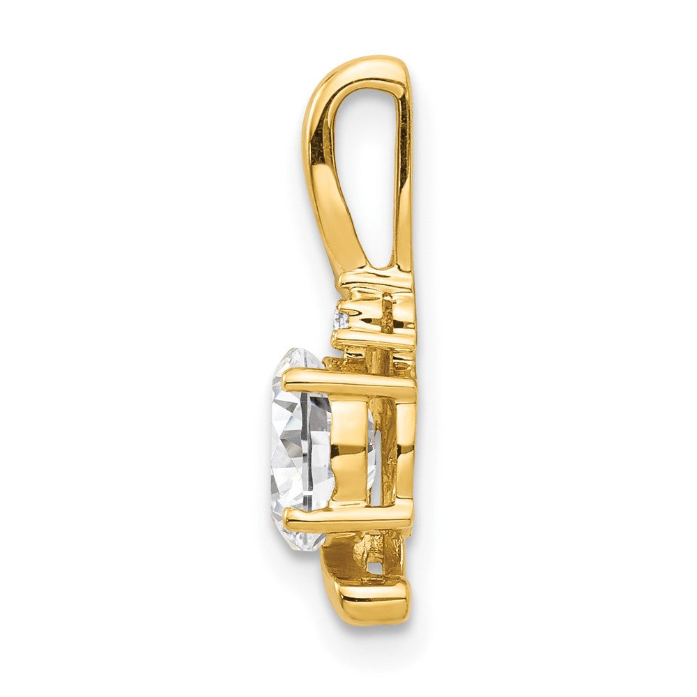 14k 6x4 Oval April/White Topaz and Diamond Pendant