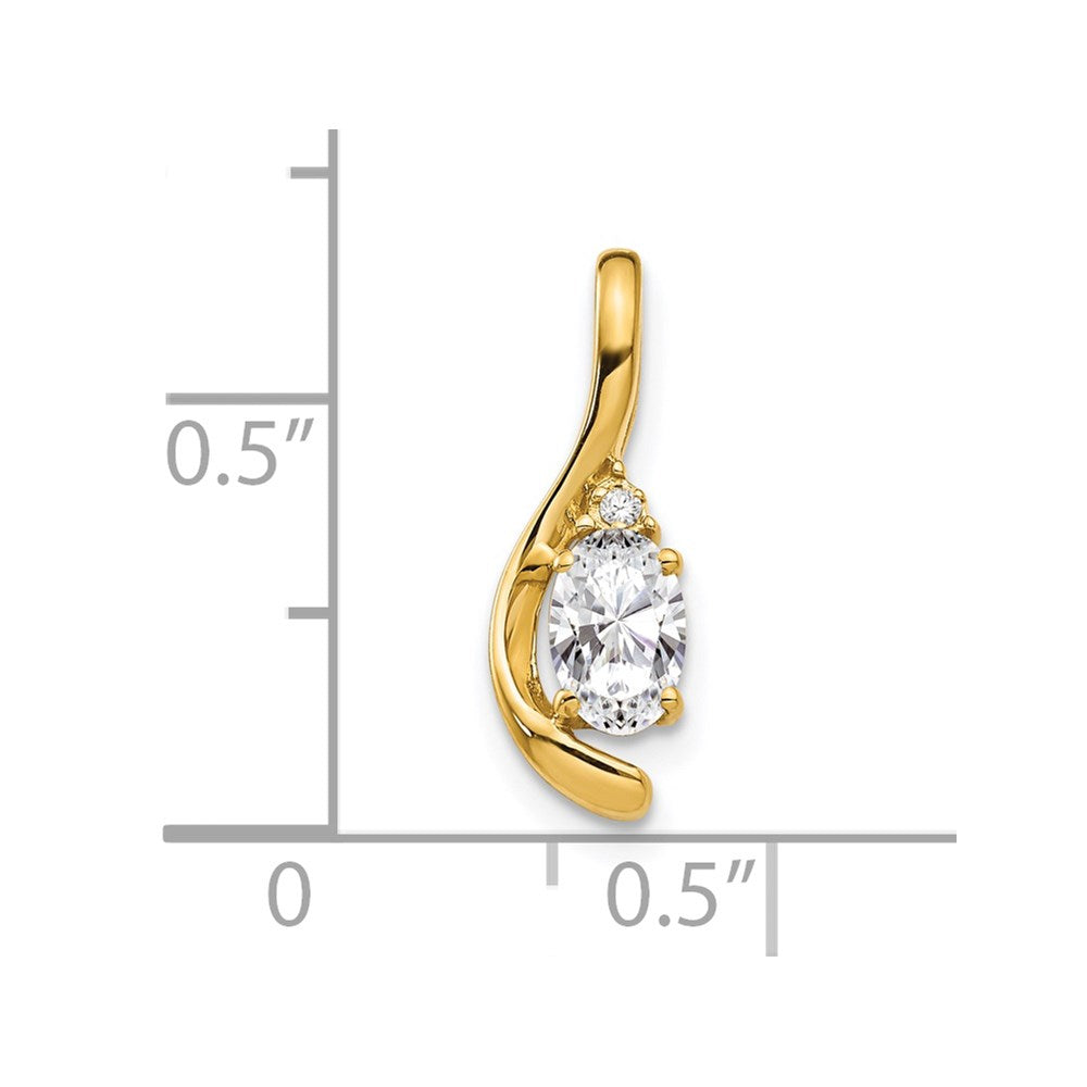 14k 6x4 Oval April/White Topaz and Diamond Pendant